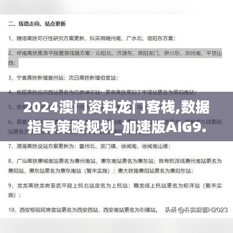 2024澳门资料龙门客栈,数据指导策略规划_加速版AIG9.98