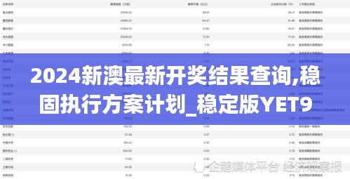 2024新澳最新开奖结果查询,稳固执行方案计划_稳定版YET9.9