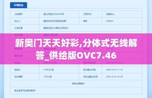 新奥门天天好彩,分体式无线解答_供给版OVC7.46