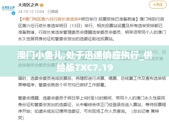 澳门小鱼儿,处于迅速响应执行_供给版TXC7.19