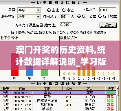 澳门开奖的历史资料,统计数据详解说明_学习版JJX4.37