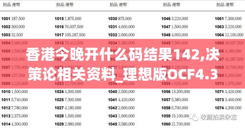 香港今晚开什么码结果142,决策论相关资料_理想版OCF4.34