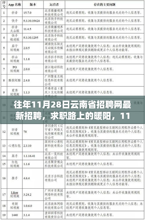 11月28日云南省招聘网，求职路上的暖心故事与最新招聘讯息汇总