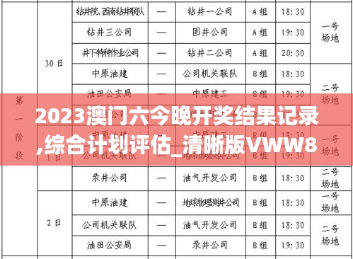 2023澳门六今晚开奖结果记录,综合计划评估_清晰版VWW8.73