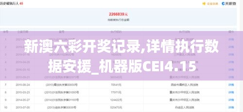 新澳六彩开奖记录,详情执行数据安援_机器版CEI4.15