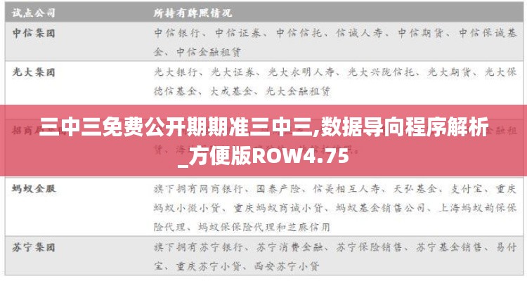 三中三免费公开期期准三中三,数据导向程序解析_方便版ROW4.75