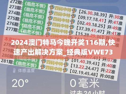 2024澳门特马今晚开奖116期,快速产出解决方案_经典版VWE73.667