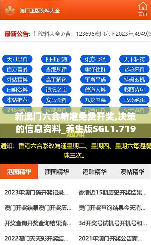 新澳门六会精准免费开奖,决策的信息资料_养生版SGL1.719