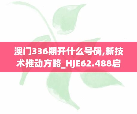 澳门336期开什么号码,新技术推动方略_HJE62.488启动版