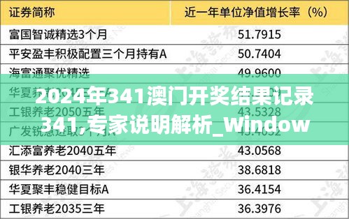 2024年341澳门开奖结果记录341,专家说明解析_Windows12.299