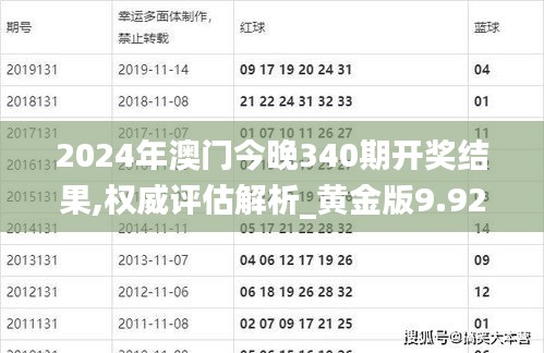 2024年澳门今晚340期开奖结果,权威评估解析_黄金版9.924