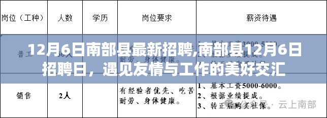 南部县招聘日，友情与工作的美好交汇（12月6日最新招聘信息）