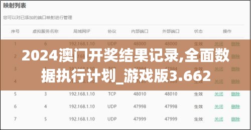 2024澳门开奖结果记录,全面数据执行计划_游戏版3.662