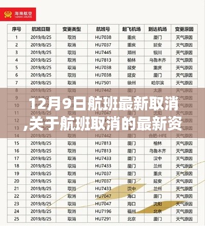 聚焦12月9日航班动态调整，最新取消资讯与动态更新