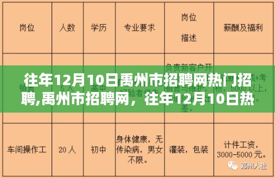 禹州市招聘网历年12月10日热门招聘职位应聘全攻略