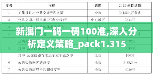 新澳门一码一码100准,深入分析定义策略_pack1.315