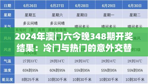 2024年澳门六今晚348期开奖结果：冷门与热门的意外交替