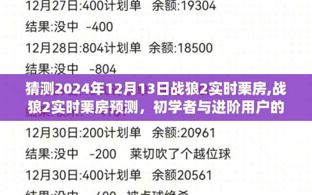 战狼2预测与实战指南，初学者与进阶用户指南详解，预测2024年12月13日实时战狼栗房动态分析。