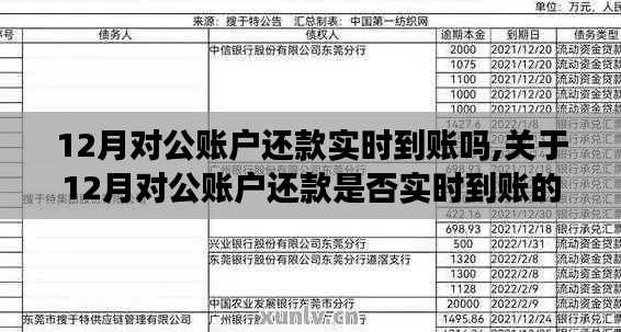 关于12月对公账户还款实时到账的详解，到账时间、流程及注意事项