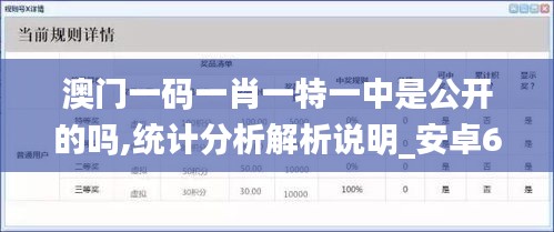 澳门一码一肖一特一中是公开的吗,统计分析解析说明_安卓6.608