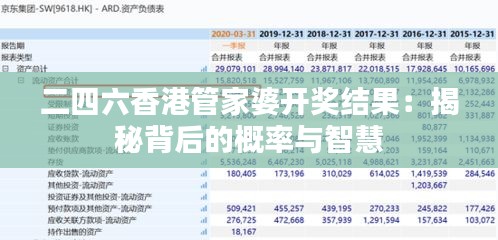 二四六香港管家婆开奖结果：揭秘背后的概率与智慧