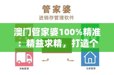 澳门管家婆100%精准：精益求精，打造个性化财富管理方案