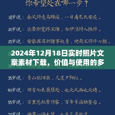 多元视角下的实时照片文案素材下载，价值与使用的探讨（2024年12月18日）