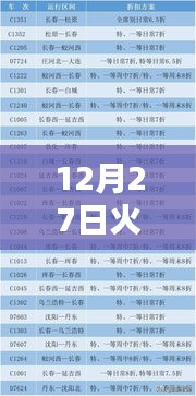 12月27日火车实时表，行程规划与出行必备