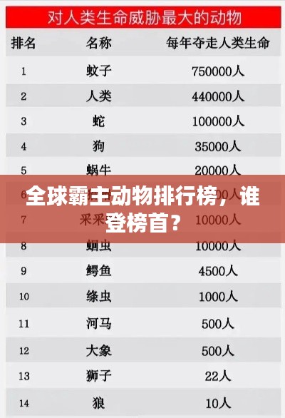 全球霸主动物排行榜，谁登榜首？
