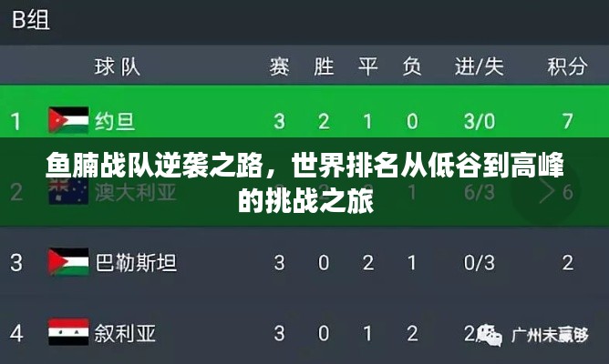 鱼腩战队逆袭之路，世界排名从低谷到高峰的挑战之旅