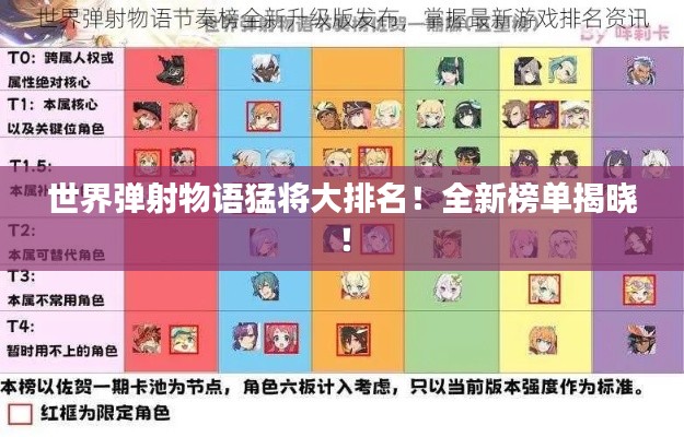 世界弹射物语猛将大排名！全新榜单揭晓！
